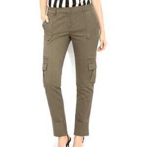 DVF Georgie Khaki Cargo Pants Size 10 Slim Ankle Stretch Utility